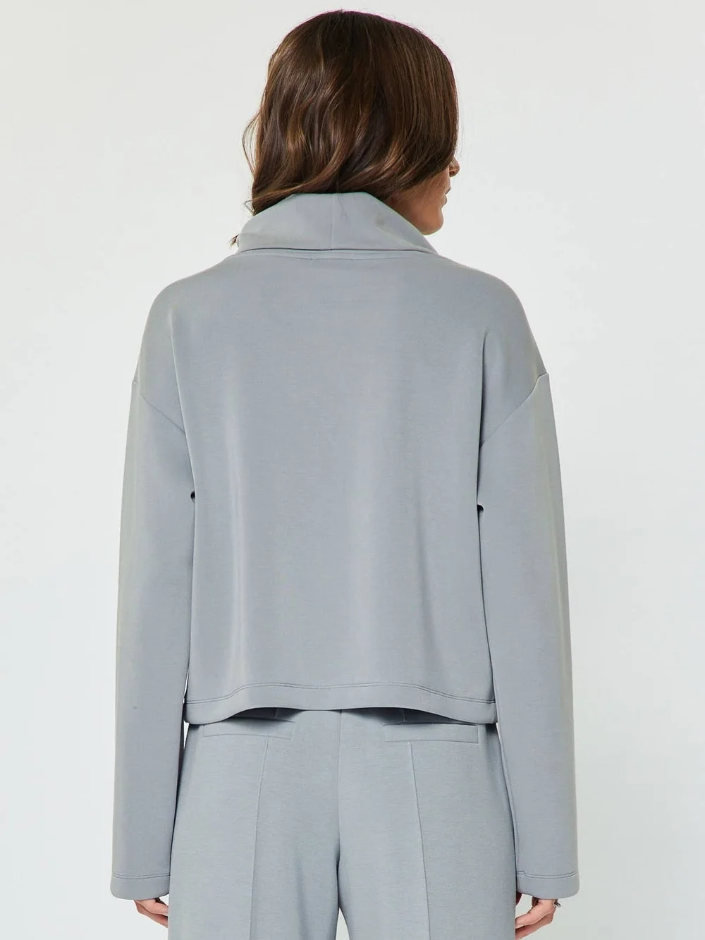 Modal Relaxed Wide-Leg Lounge Sweatshirt And Pants Set in Light Dusty Blue